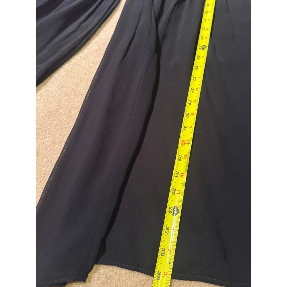 Vintage Moschino Italy Black Denim Sheer Pleated Chiffon Wide Leg Palazzo Pants⁠ - Picture 5 of 10